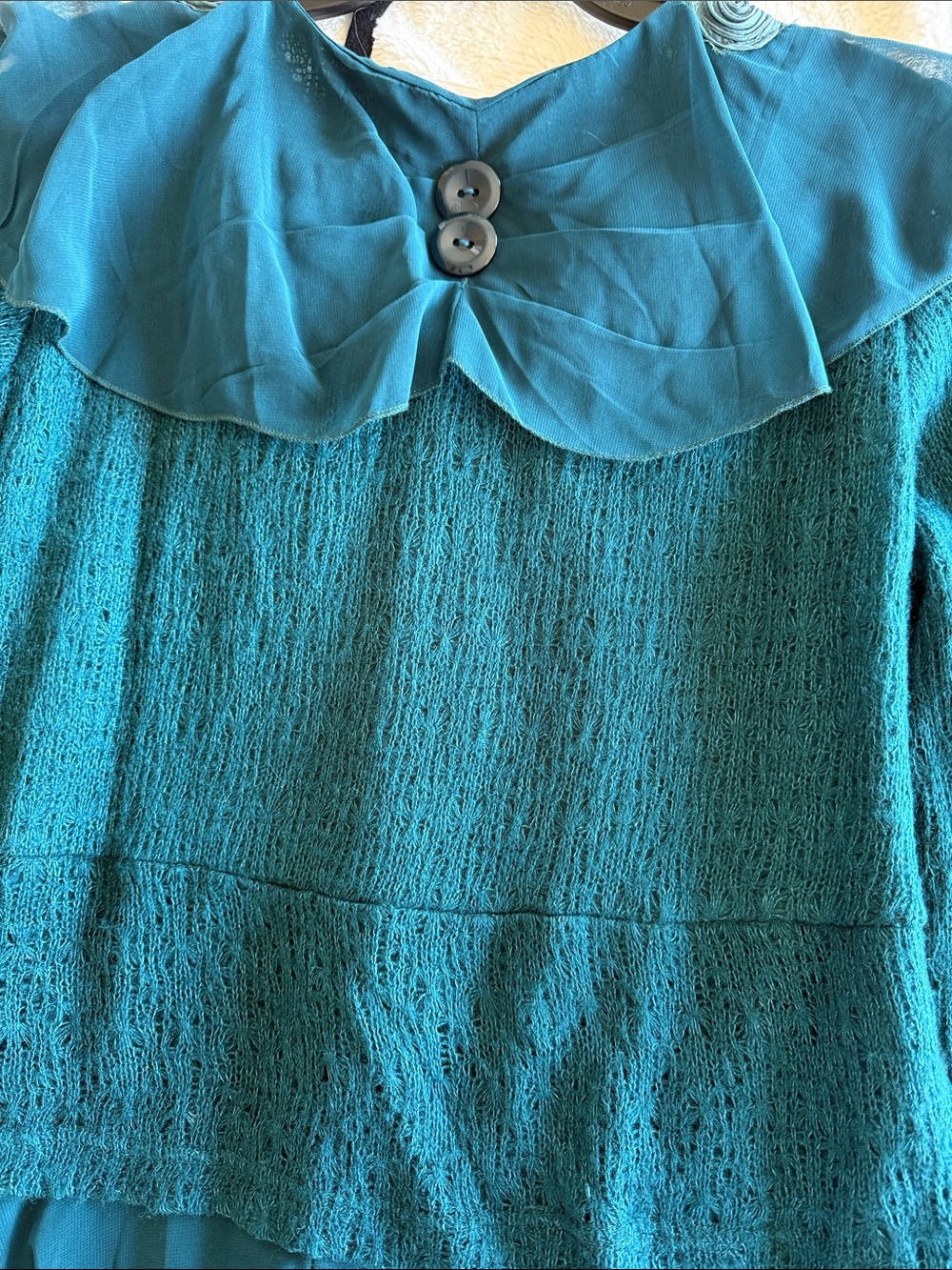 Pretty Angel Teal Layered Chiffon-Trim Tunic - Picture 5 of 12